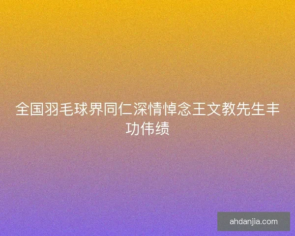 全国羽毛球界同仁深情悼念王文教先生丰功伟绩
