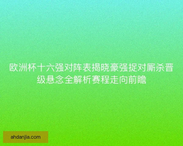 欧洲杯十六强对阵表揭晓豪强捉对厮杀晋级悬念全解析赛程走向前瞻 欧洲杯十六强对阵表揭晓豪强捉对厮杀晋级悬念全解析赛程走向前瞻