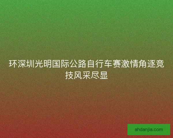 环深圳光明国际公路自行车赛激情角逐竞技风采尽显
